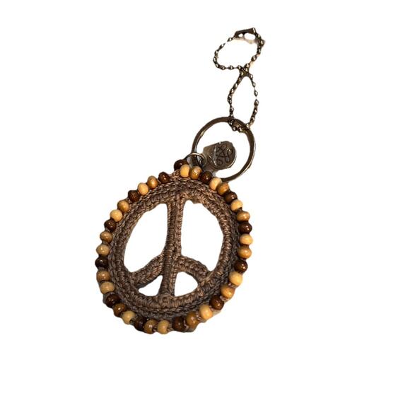 THE SAK Peace WOOD BEADED KEYCHAIN - Picture 1 of 4